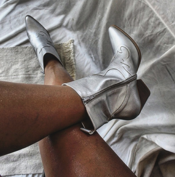 Metallic Silver Boots